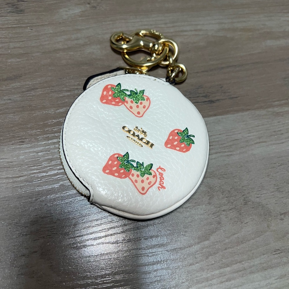 Coach Circular Coin Pouch with Strawberry Print - Picture 2 of 2
